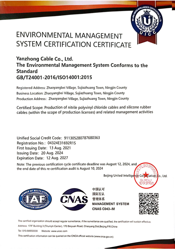 Environmental Management System Certificate